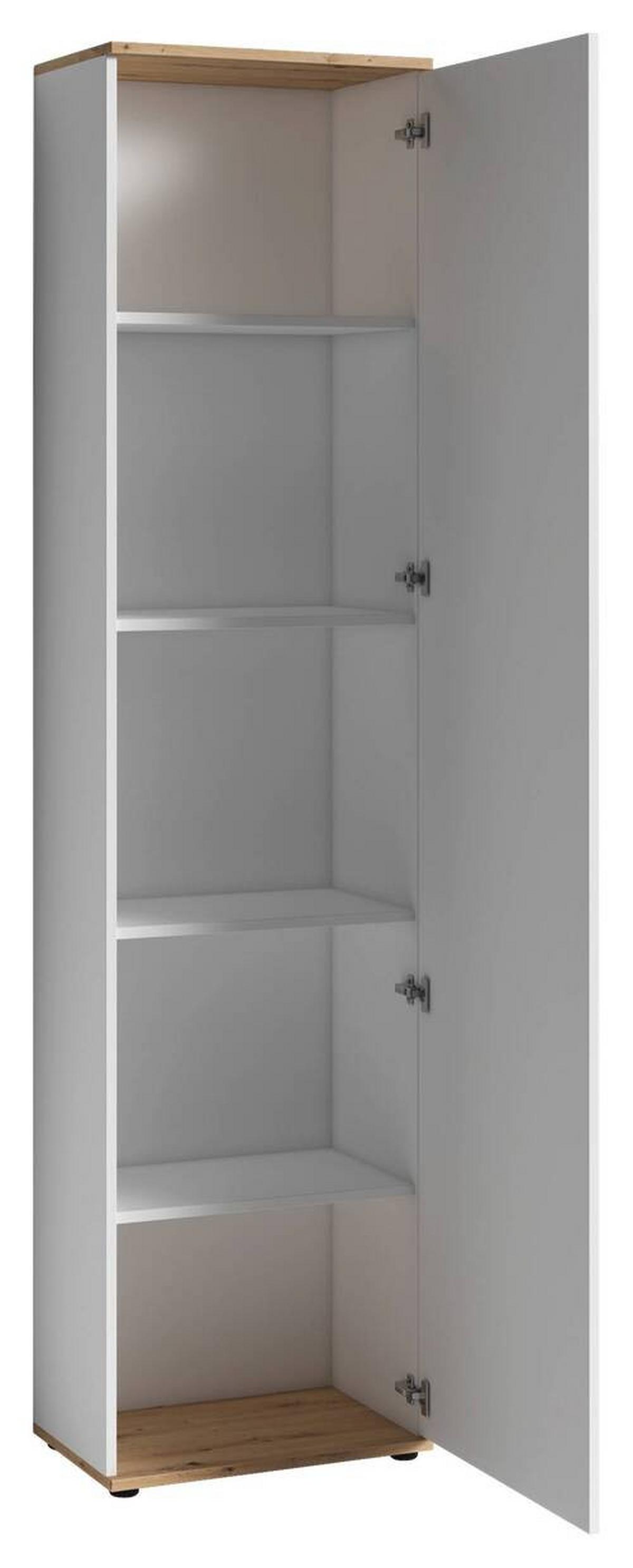 Hochschrank Jakob B: 49 cm Eiche Dekor/Weiß - Weiß/Eiche Artisan, MODERN, Holzwerkstoff (49/196/30cm) - MID.YOU