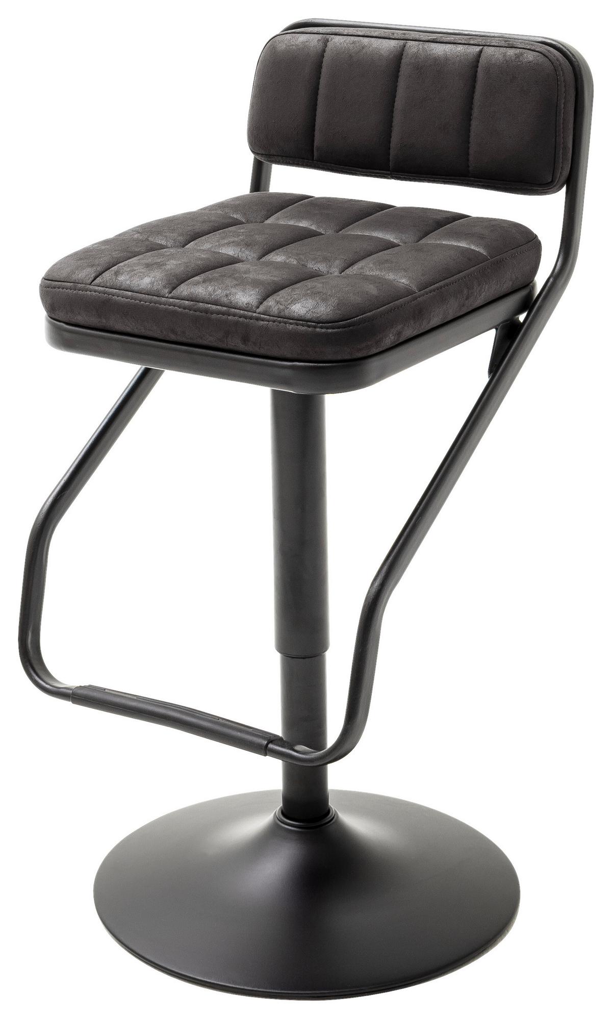 Barhocker Dundee Höhenverstellbar Lederlook - Anthrazit/Schwarz, MODERN, Textil/Metall (42/80/50cm) - MID.YOU