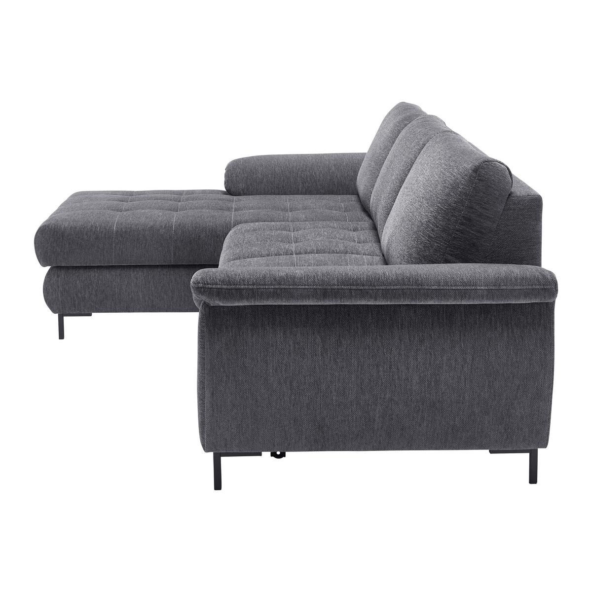 Rohová sedačka FOCUS L, ľavá, sivá ženilka - čierna/sivá, Konventionell, drevo/textil (167/256cm) - Based