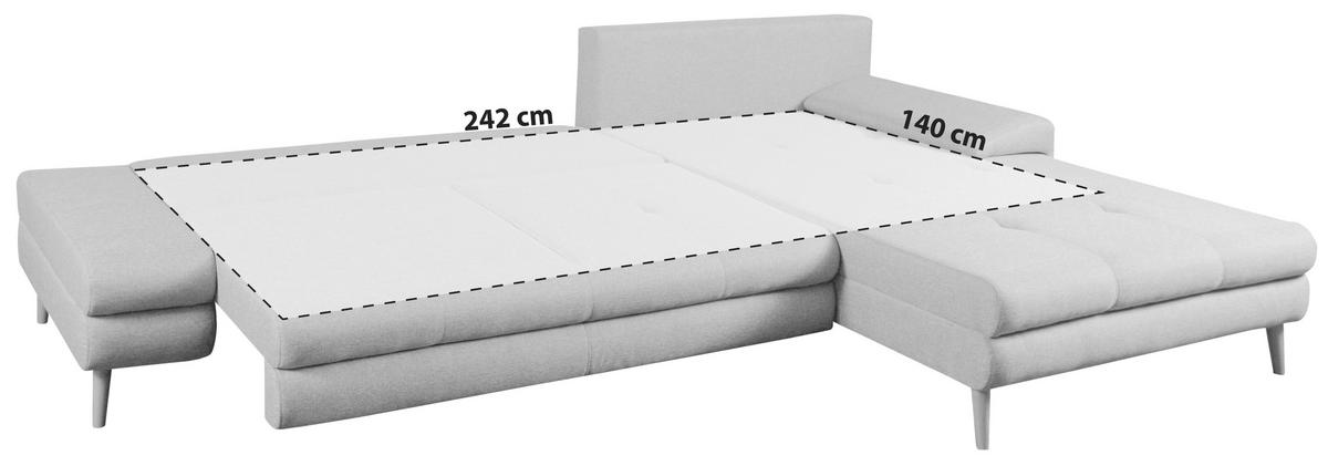 Ecksofa Mit Schlaffunktion Floby Stauraum Greige - Greige/Beige, Trend, Textil (313/215cm) - MID.YOU
