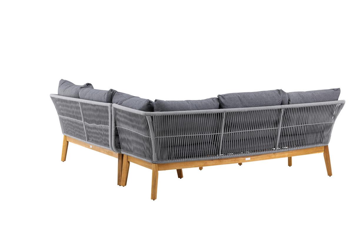 Loungegarnitur Chania - Dunkelgrau/Grau, KONVENTIONELL, Holz/Kunststoff (210/160cm) - Gardenson