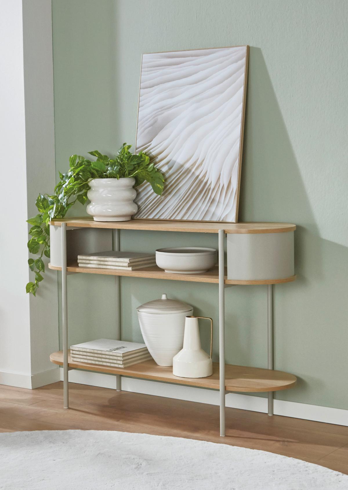 Konzolový stolík Memphis, š: 110 cm - kašmírová/farba duba, Trend, kov/kompozitné drevo (110/76/39cm)