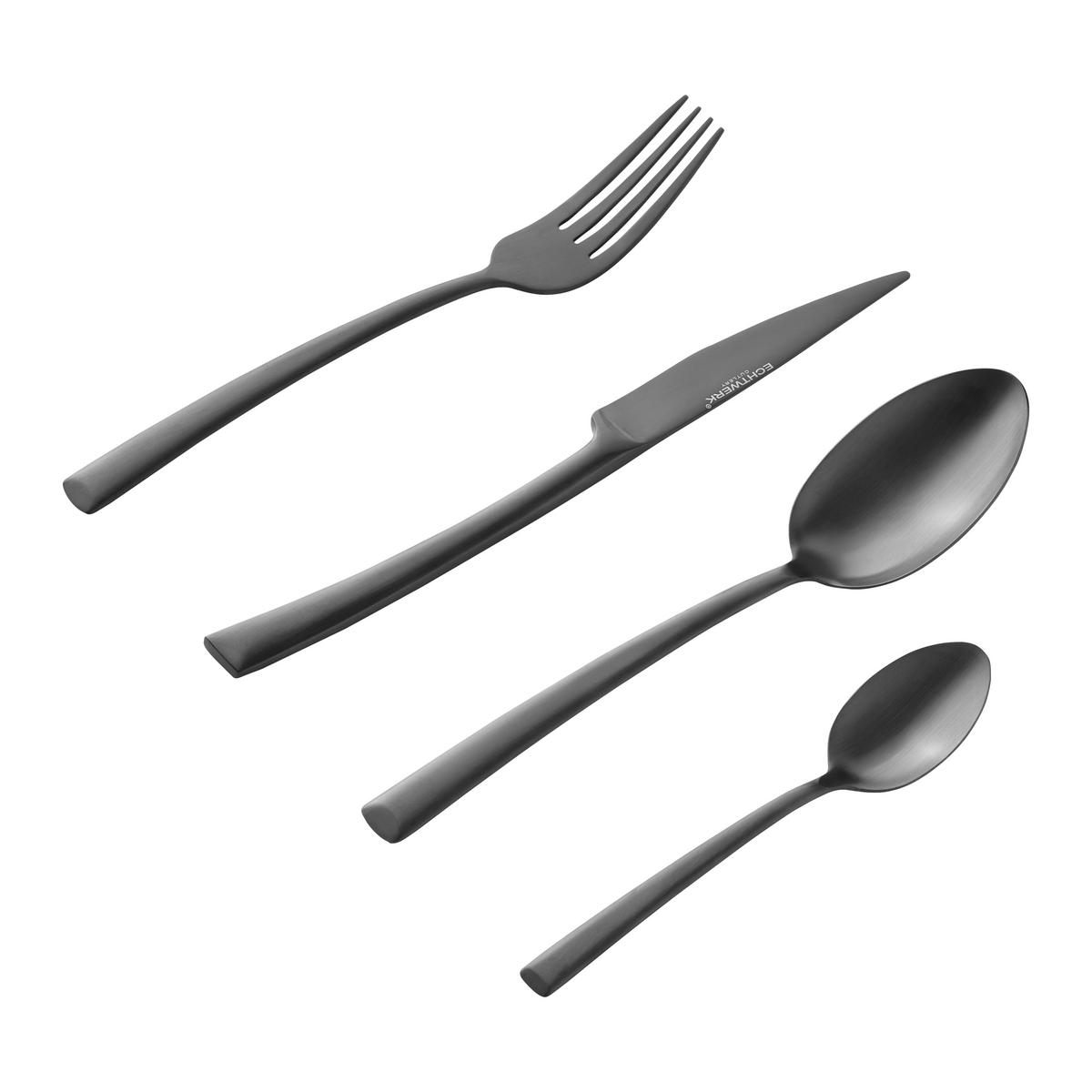 Besteckset Echtwerk Edelstahl, 16tlg. - Schwarz, MODERN, Metall - Echtwerk