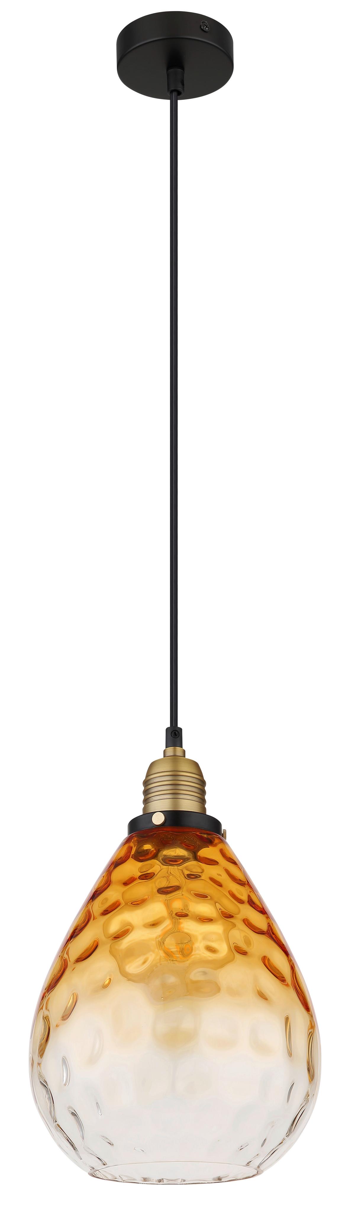 Hängeleuchte H: 120 cm 1-Flammig - Klar/Messingfarben, Basics, Glas/Metall (21/120cm) - Globo