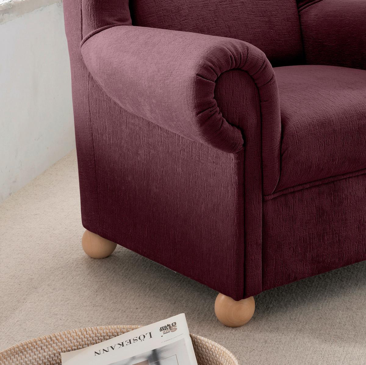 Ohrensessel Torello Bordeaux B: 92cm - Wildeiche/Bordeaux, KONVENTIONELL, Textil (92/102/89cm) - Livetastic