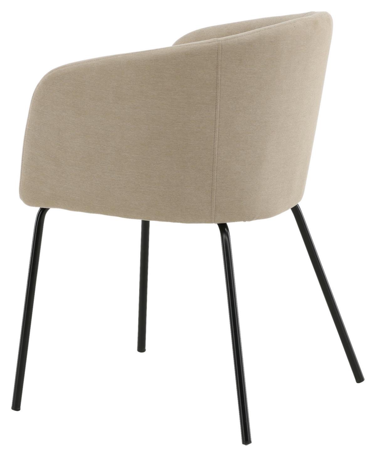 Stuhl Berit - Beige/Schwarz, Design, Holz/Kunststoff (55/78/55cm) - Livetastic