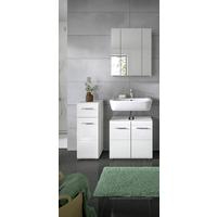 Badezimmer Ice Weiß Hg B: 90 cm - Weiß Hochglanz/Schwarz, MODERN, Glas/Holzwerkstoff (90cm) - MID.YOU
