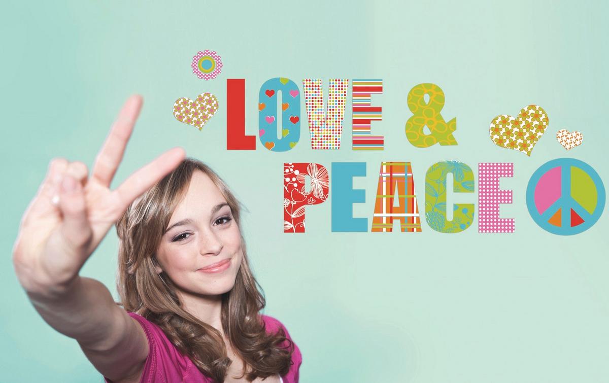 DEKOSTICKER Love And Peace - Multicolor, LIFESTYLE, Kunststoff (100/70cm) - Komar