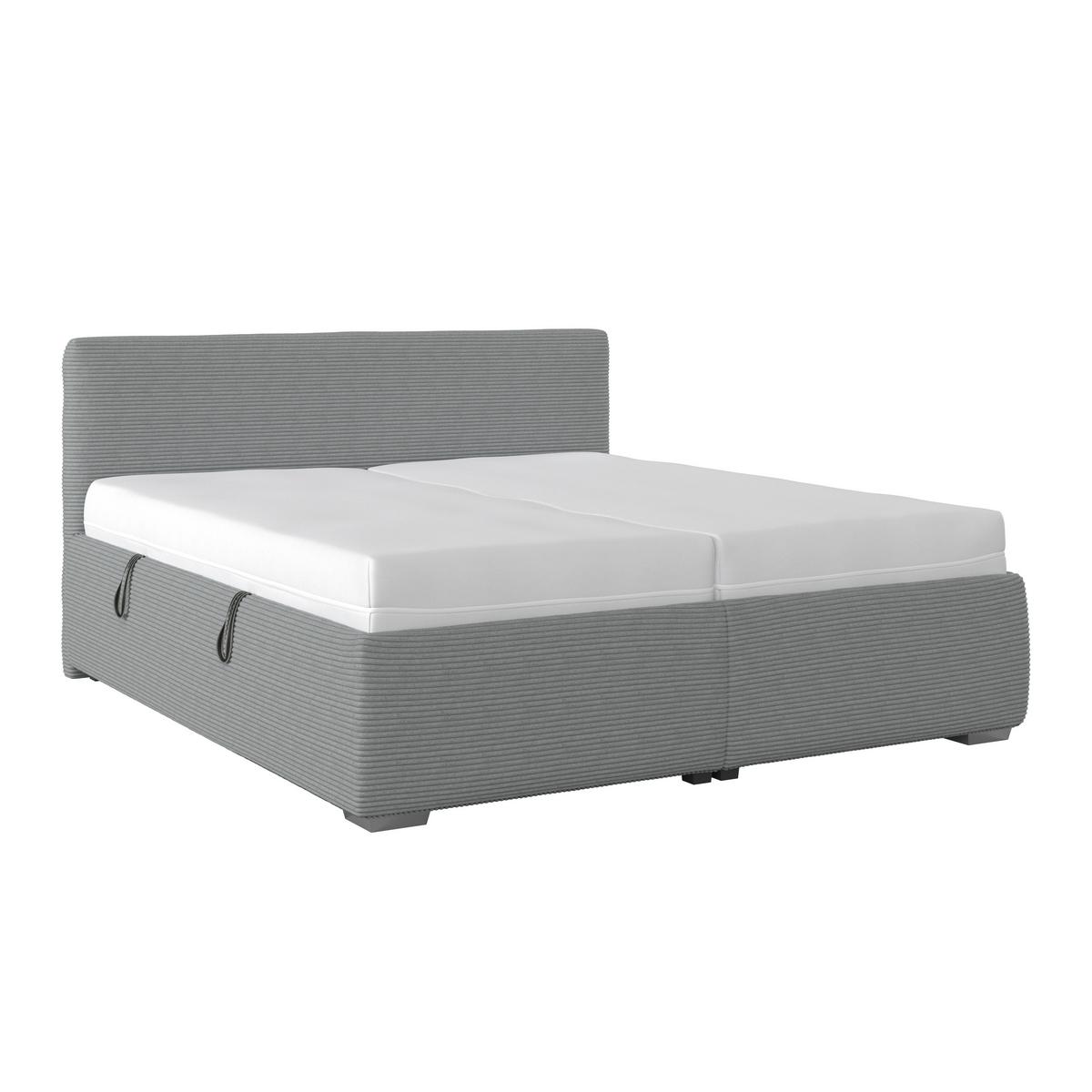Kárpitozott Ágy Lesia 180/200cm - szürkéskék/fehér, Konventionell, faalapú anyag/textil (180/200cm)