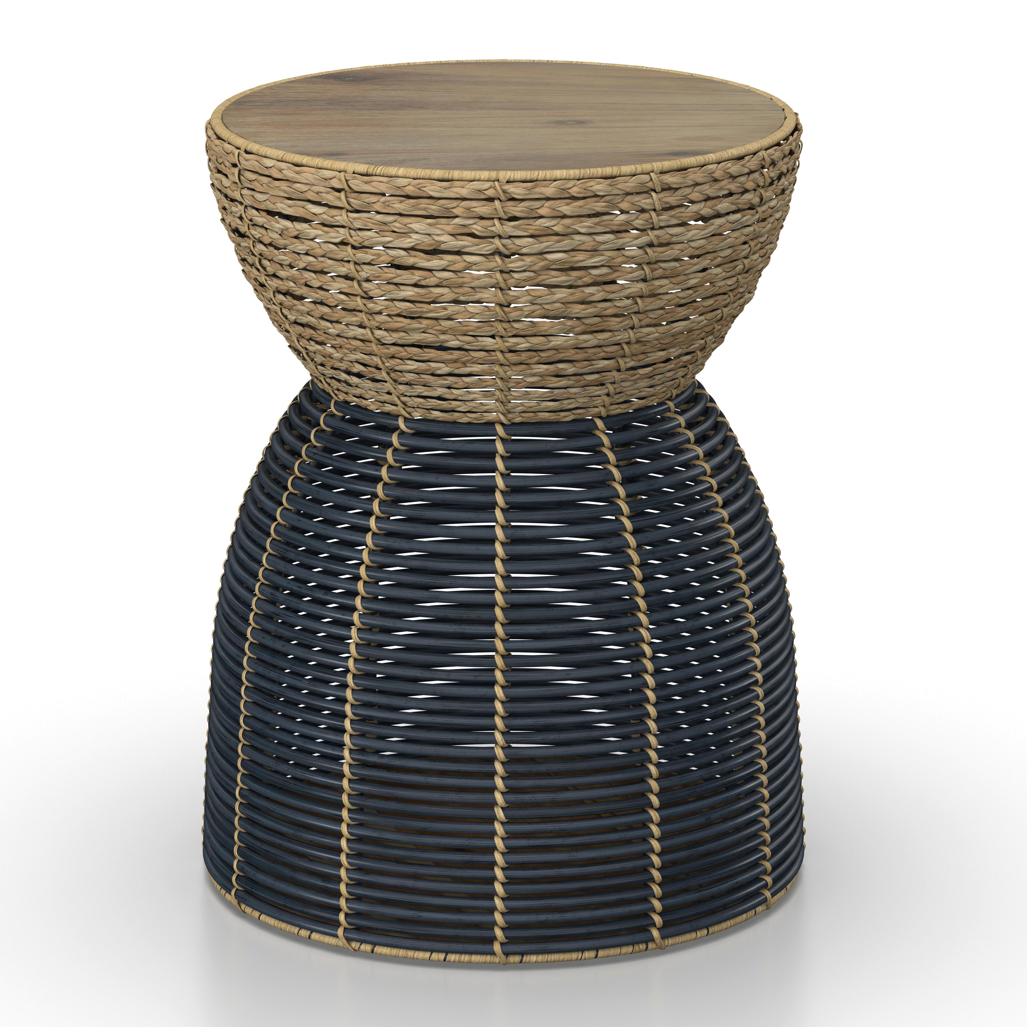 ZAHRADNÍ ODKLÁDACÍ STOLEK NOELIA - černá/přírodní barvy, Moderní, kov/dřevo (45/55/45cm) - Bessagi Garden
