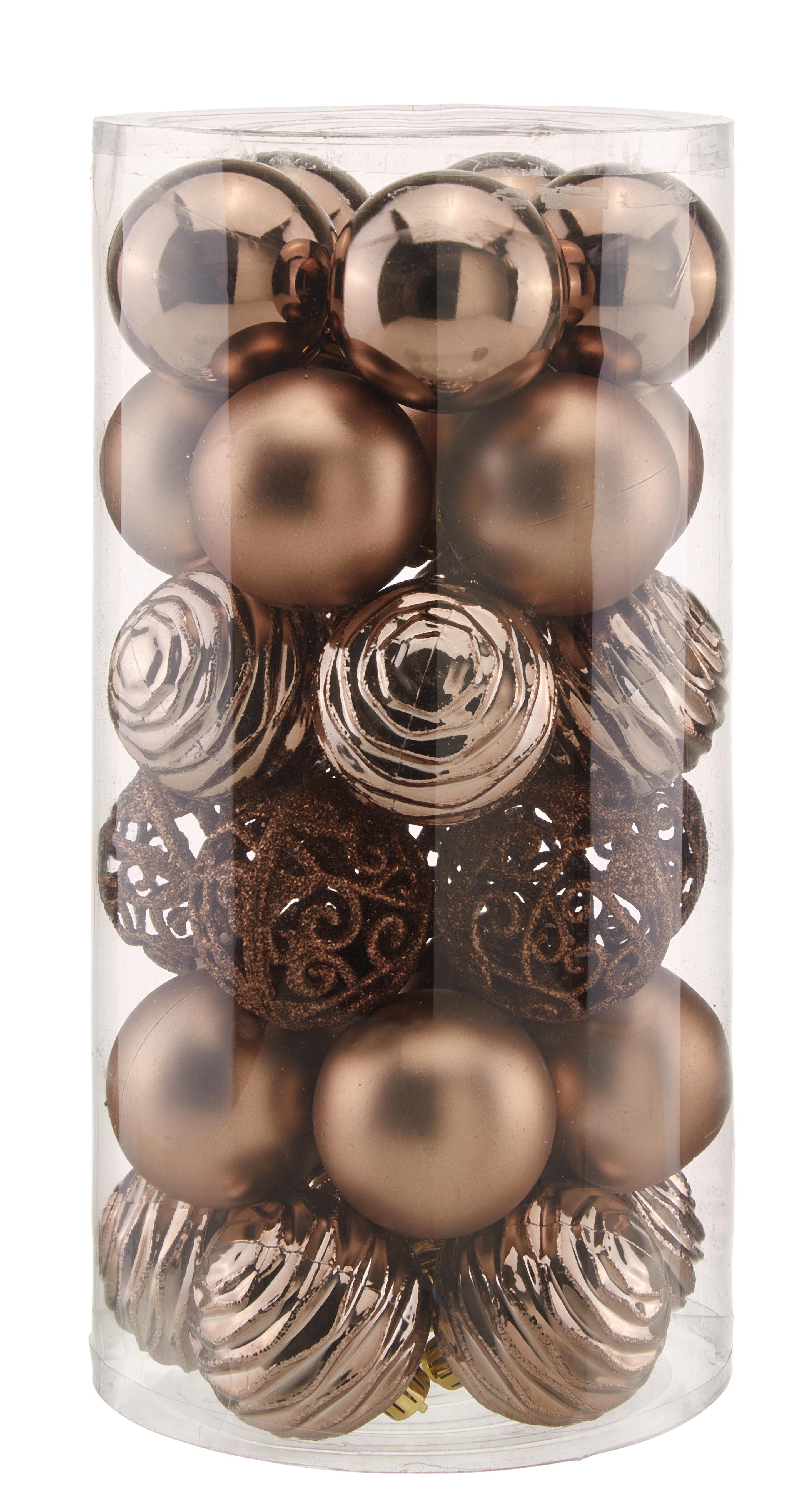 Karácsonyi Gömb Szett Sibylle - Rézvörös, konvencionális, Műanyag - Ombra