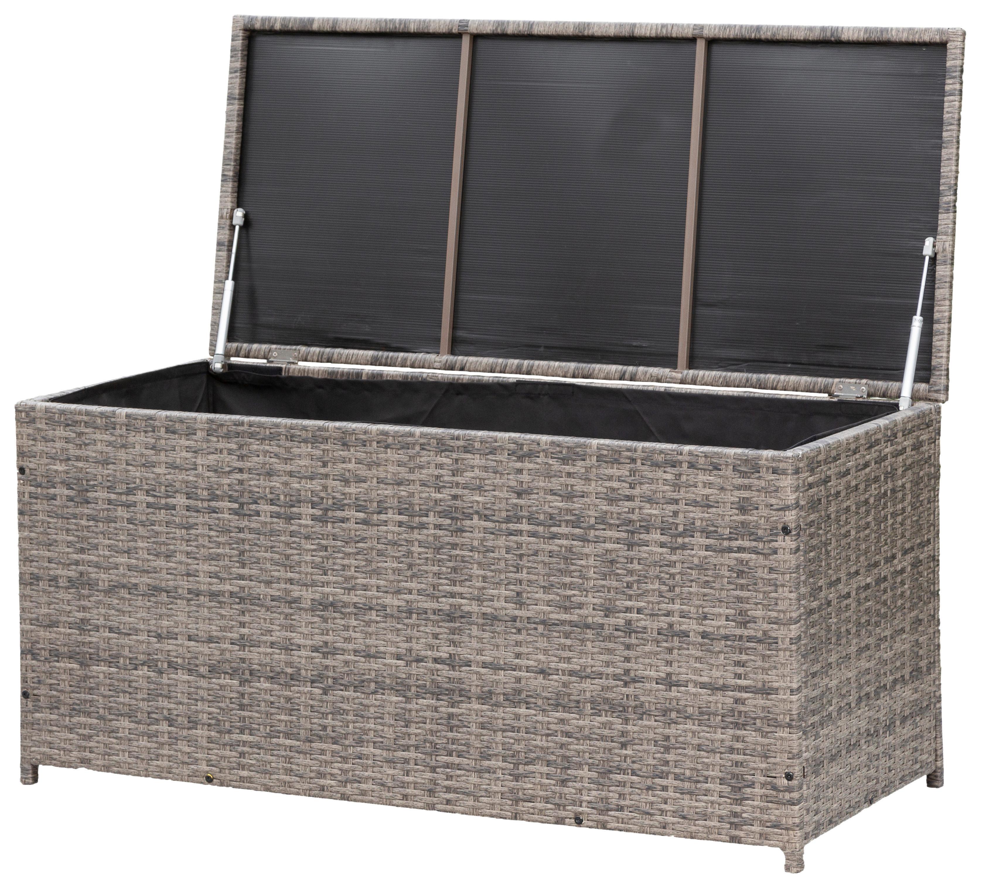 Kissenbox mit Aufklappbarem Deckel BxHxT: 123/54/60 cm - Grau, KONVENTIONELL, Kunststoff/Metall (123/54/60cm) - Gardenson