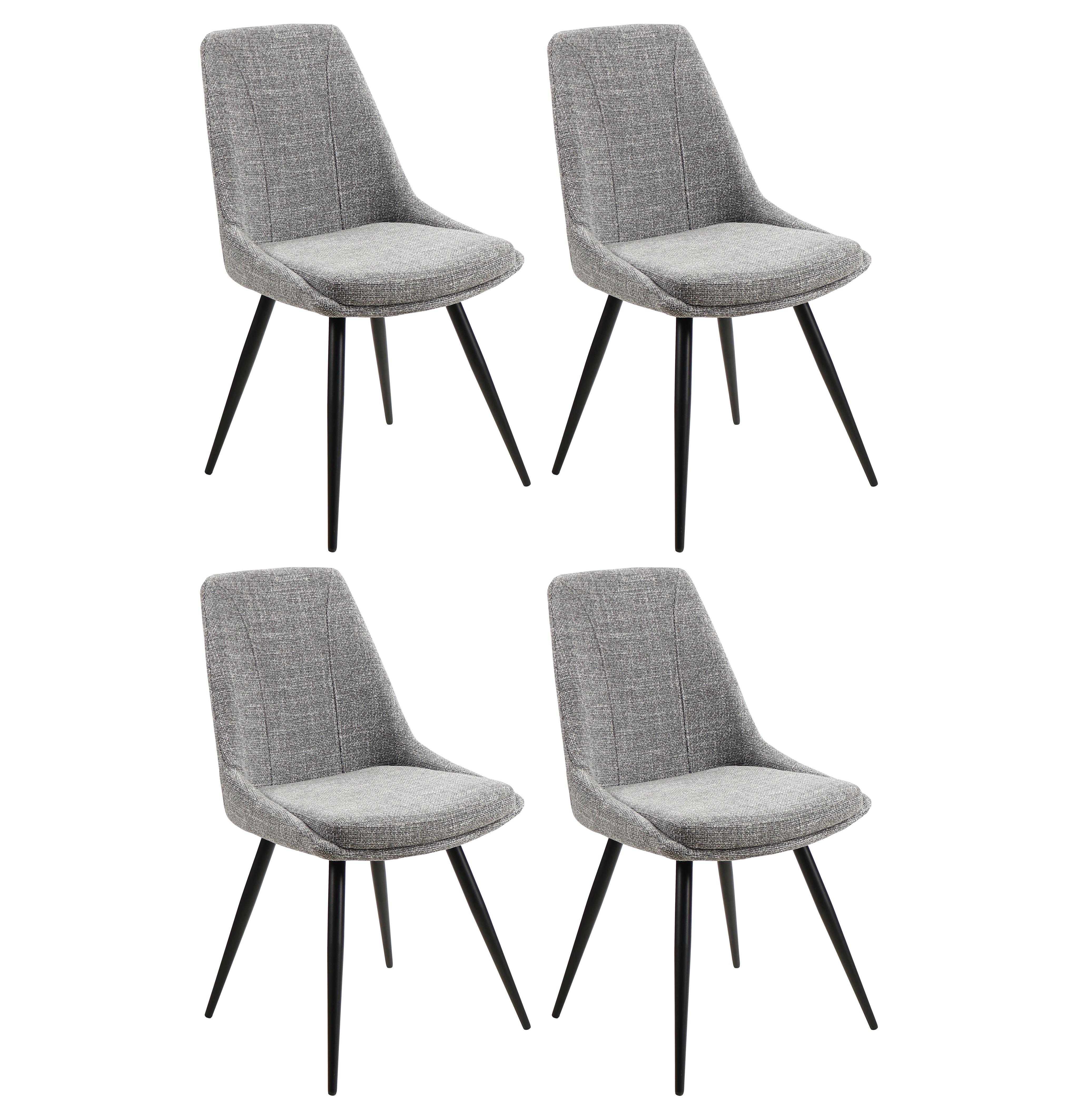 4er Stuhl-Set Corinna Bezug: Leinenoptik Grau - Schwarz/Grau, MODERN, Holz/Textil (49/88/59cm) - MID.YOU