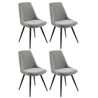 4er Stuhl-set Corinna Bezug: Leinenoptik Grau - Schwarz/Grau, MODERN, Holz/Textil (49/88/59cm) - MID.YOU
