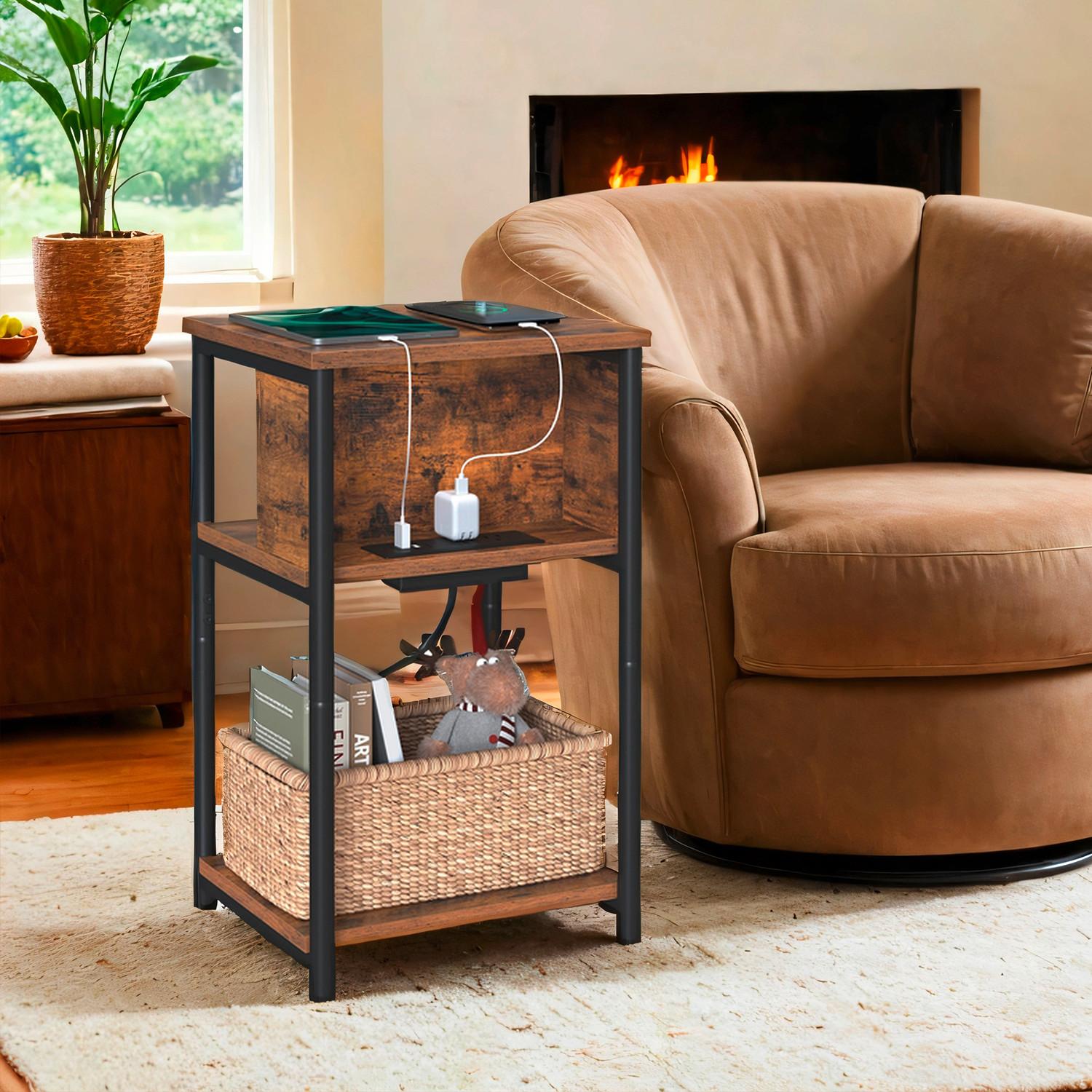 Beistelltisch Braun, Schwarz B: 34 cm - Schwarz/Braun, Trend, Holzwerkstoff/Metall (34/58/30cm) - MID.YOU