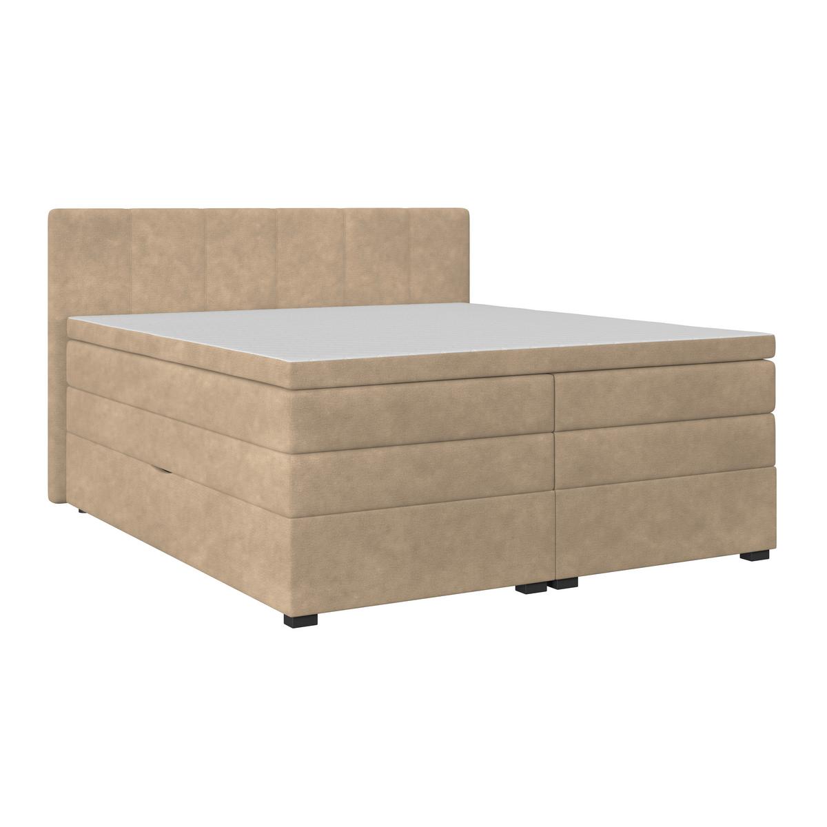 Boxspringbett Mit Topper & Bettkasten 200x200 Lauro - Schwarz/Braun, Trend, Textil (200/200cm)