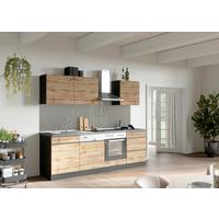 Küchenzeile Turin Mit Geräte B: 240 Cm Graphit/eiche Dekor - Eiche Wotan/Graphitfarben, Design, Holzwerkstoff (240cm) - Held