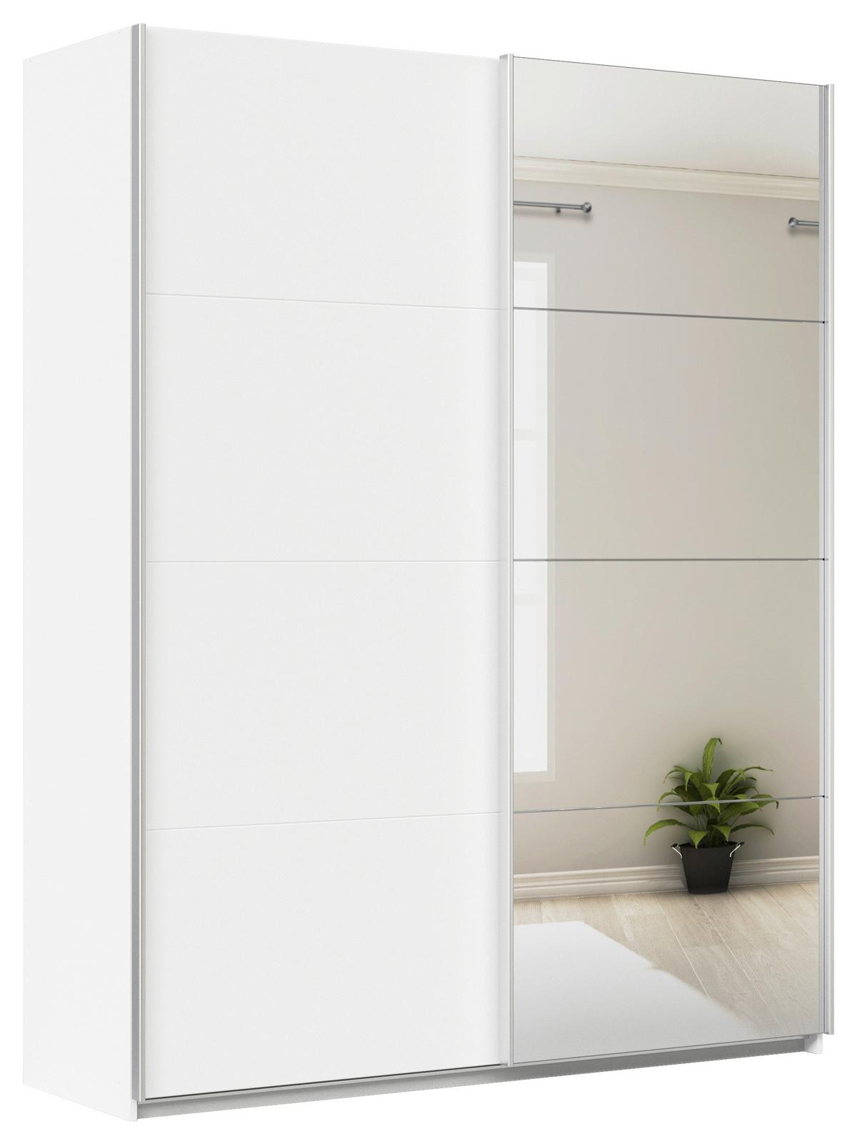 Schwebetürenschrank + Spiegel B: 181cm Feldkirch Weiß - Silberfarben/Weiß, MODERN, Holzwerkstoff (181/229/62cm) - Luca Bessoni