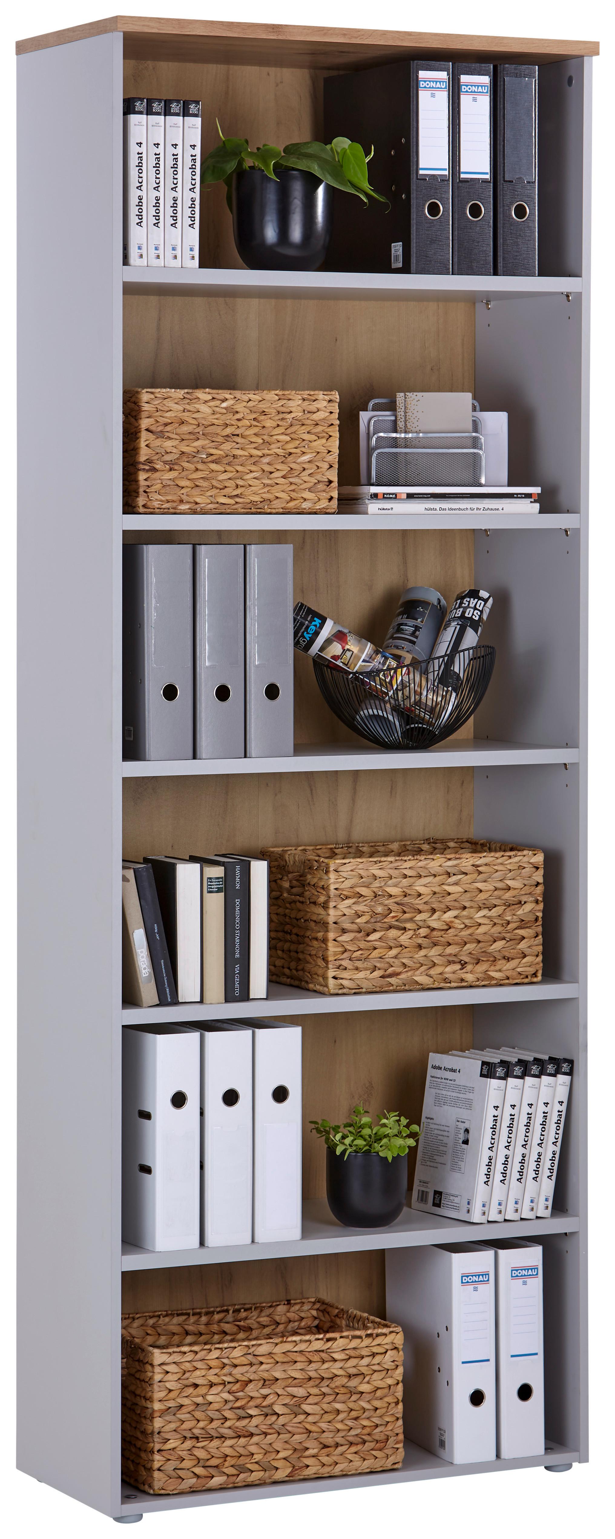 Aktenregal Kontor K2 Eiche Dekor Grau B: 80 cm - Eichefarben/Grau, MODERN, Holzwerkstoff (80/220/38cm)