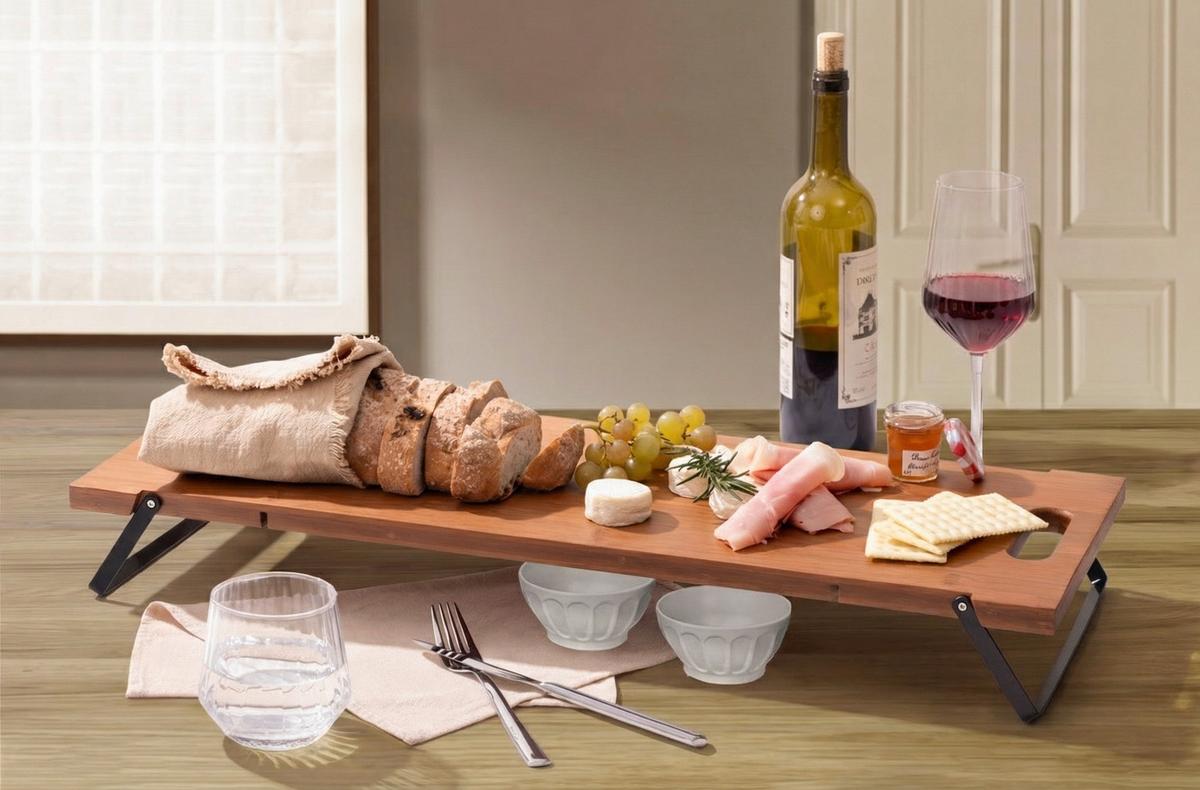 Tablett Till aus Bambus L: 66 cm - Naturfarben, MODERN, Holz/Metall (66/25/1,8cm) - James Wood