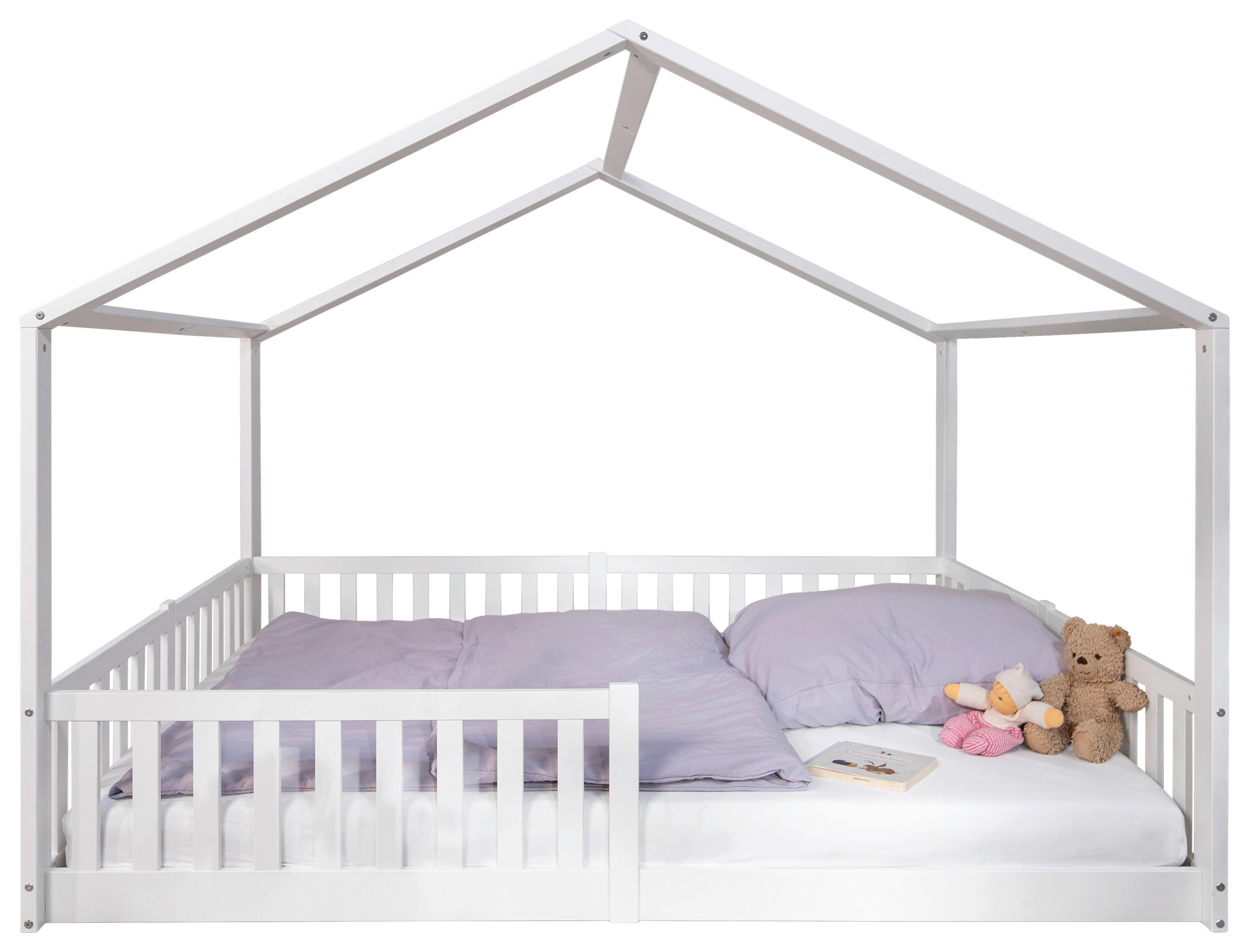 Hausbett Weiß, B/H/T: 140x200x161cm - Weiß, Basics, Holz (140/200/161cm) - tiSsi