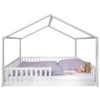 Hausbett Weiß, B/H/T: 140x200x161cm - Weiß, Basics, Holz (140/200/161cm) - tiSsi