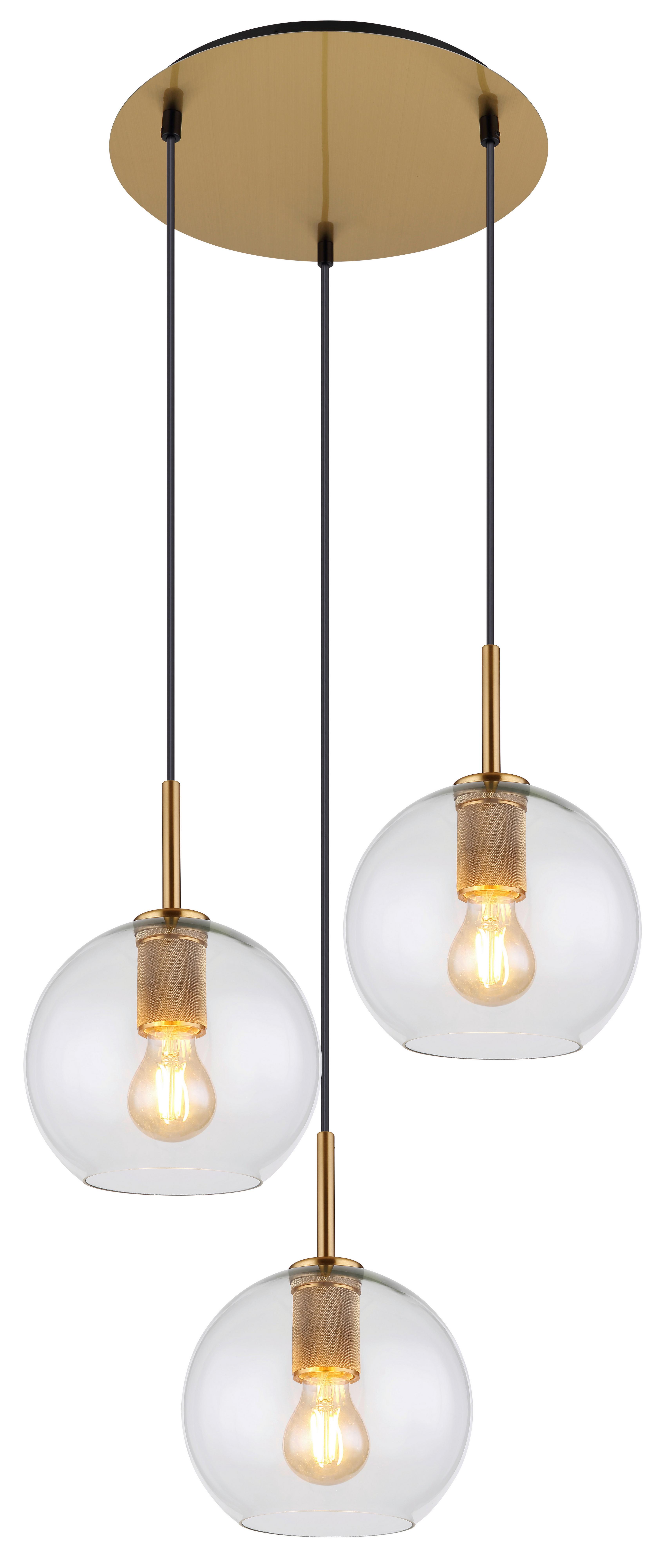 Hängeleuchte 15462h1 Adara - Klar/Messingfarben, Design, Glas/Kunststoff (47/120cm) - Globo