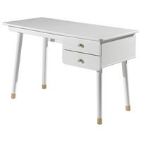 Písací stôl pre mládež BILLY biely - biela/zlatá, Modern, kompozitné drevo/plast (125/75/60cm) - MID.YOU