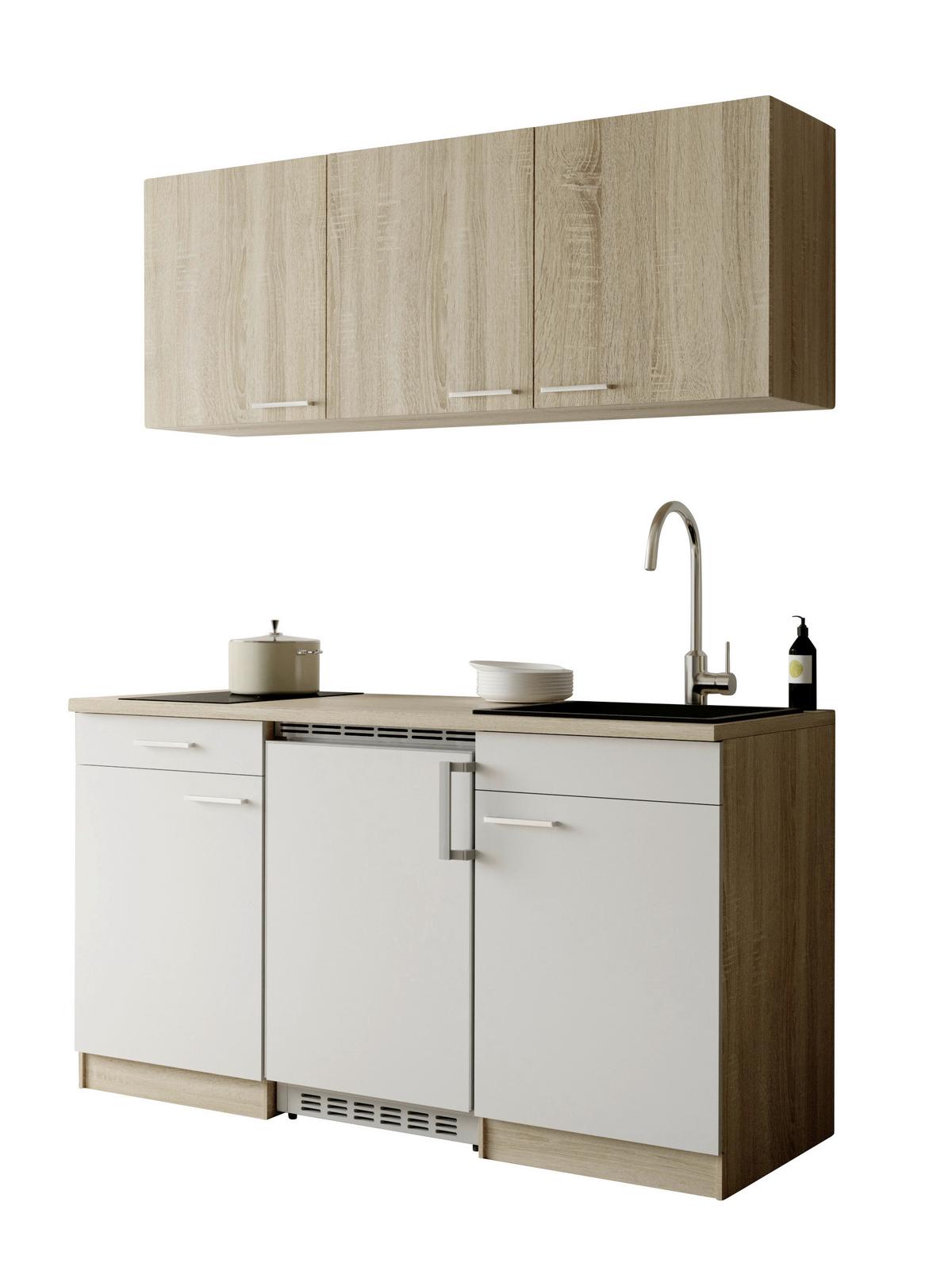 MINIKÜCHE Ingrid, Weiß B: 150 cm - Eichefarben/Weiß, Design, Holzwerkstoff (150cm) - Respekta