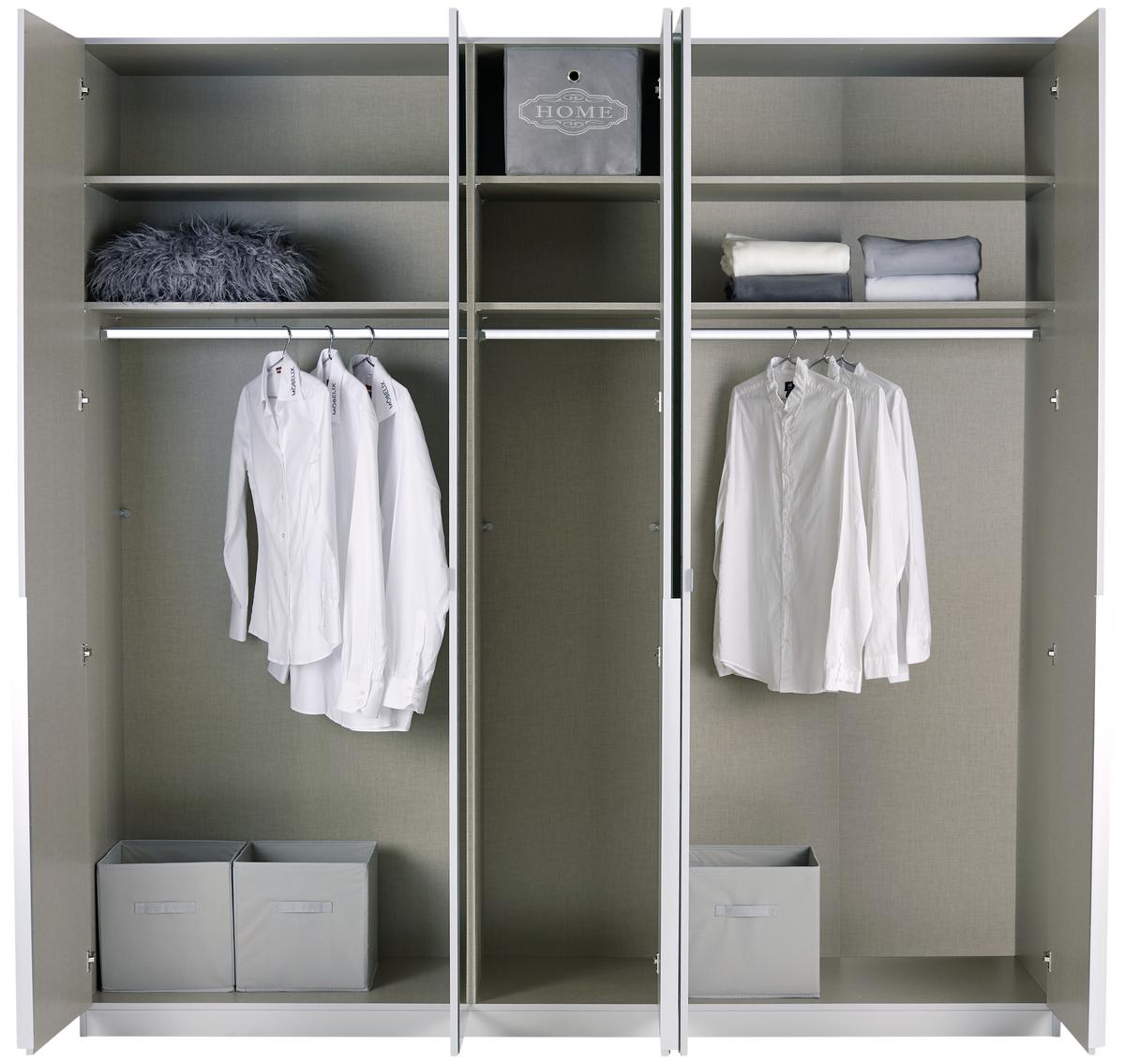 Drehtürenschrank Mit Spiegel 226 cm Alabama, Seidengrau - Transparent/Hellgrau, MODERN, Holzwerkstoff (226/229/54cm)