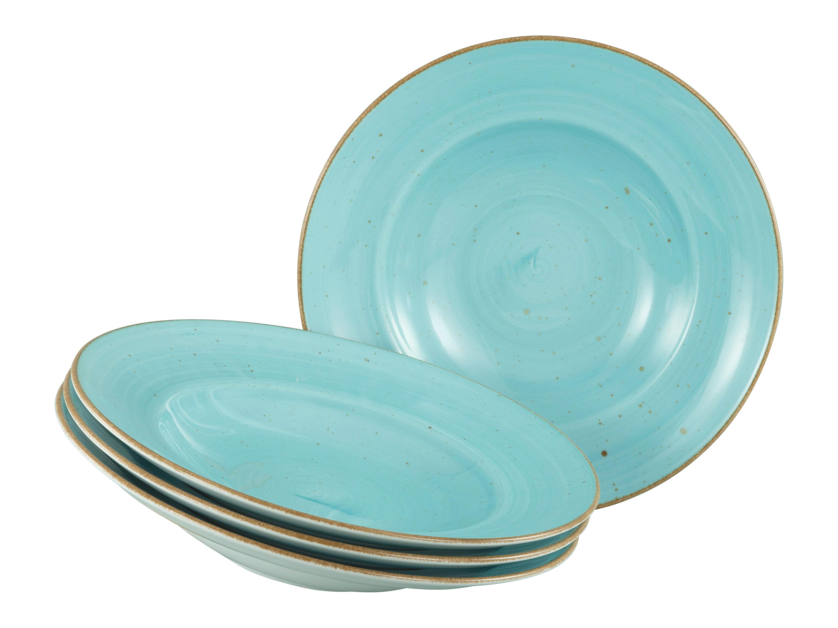 Pastateller Vintage Nature Türkis, Weiß 4--Teilig - Türkis/Weiß, Basics, Keramik (27cm) - Creatable