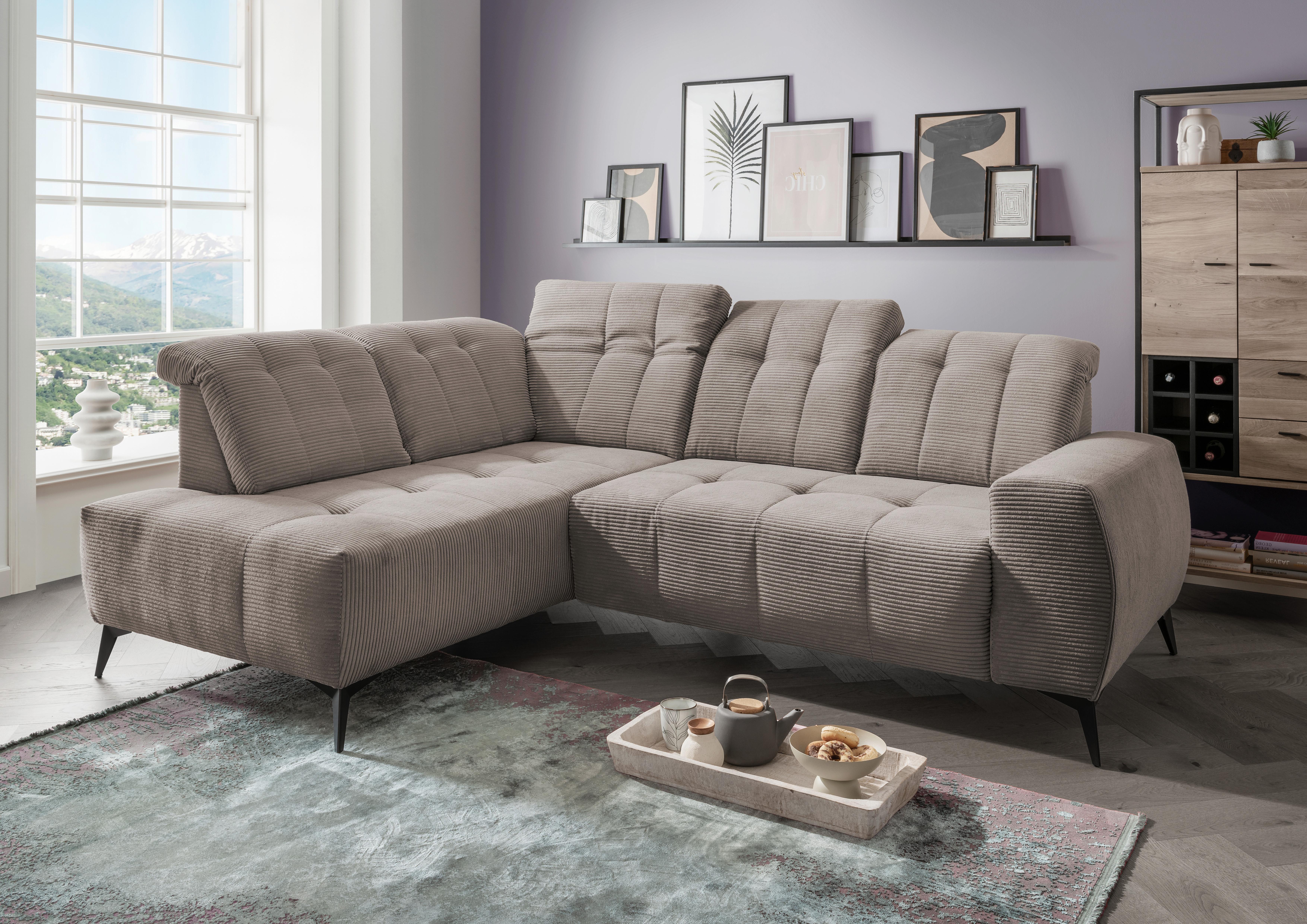 Ecksofa mit USB Anschluss Sano, Graubraun, S: 200x261 cm - Graubraun/Schwarz, MODERN, Textil (200/261cm) - Livetastic