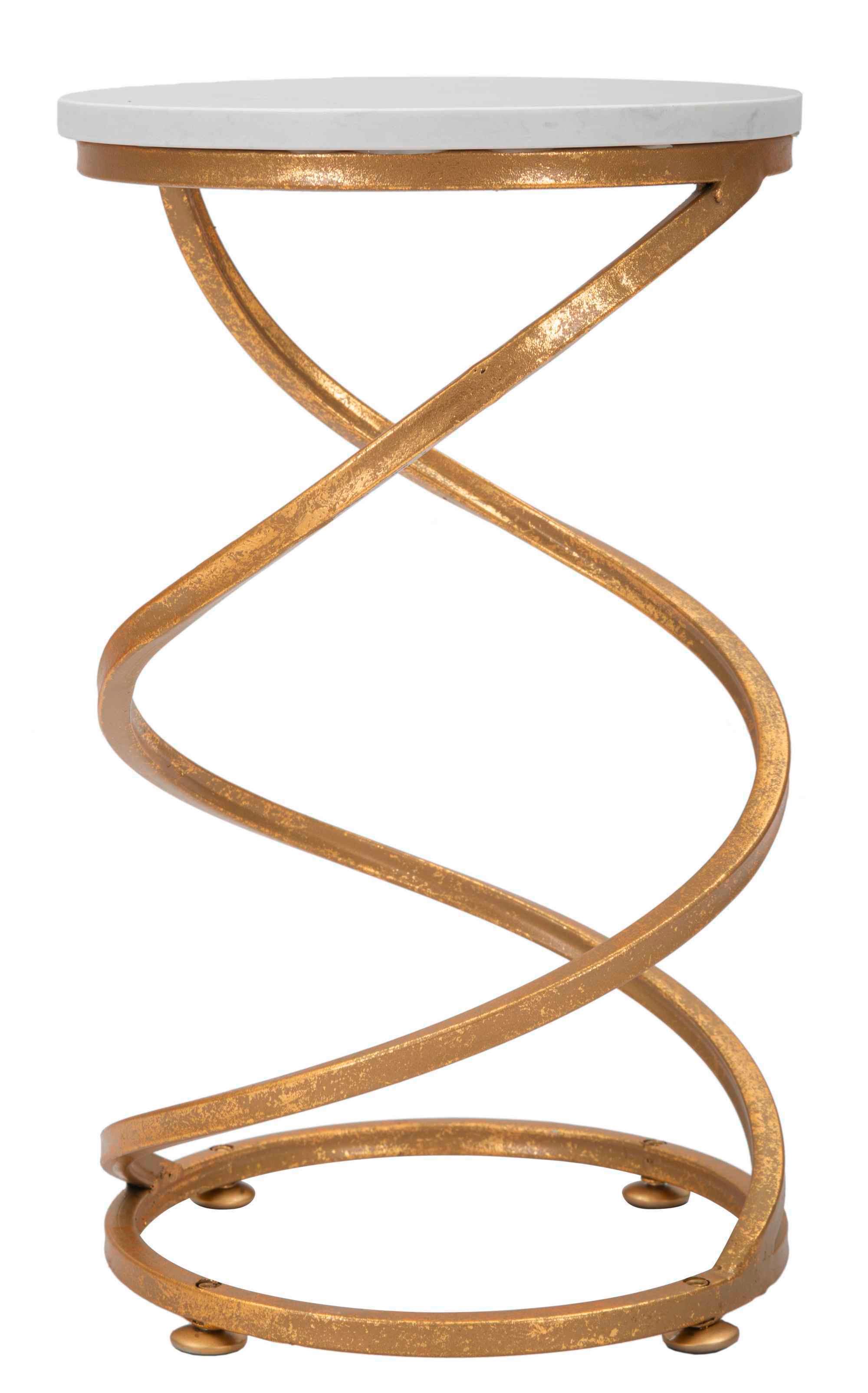 Couchtisch Spiral Marble Goldfarben, Weiß B: 27,5 cm - Goldfarben/Weiß, Basics, Stein/Metall (27,5/47,5/27,5cm)