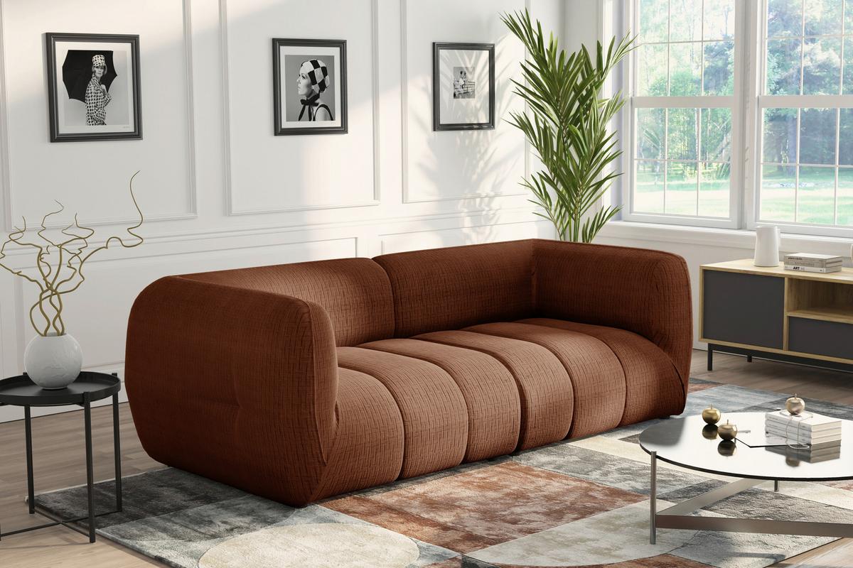 Sofa Laos Terracotta/Schwarz, 240 cm - Terracotta/Schwarz, Design, Textil (240/80/95cm) - MID.YOU