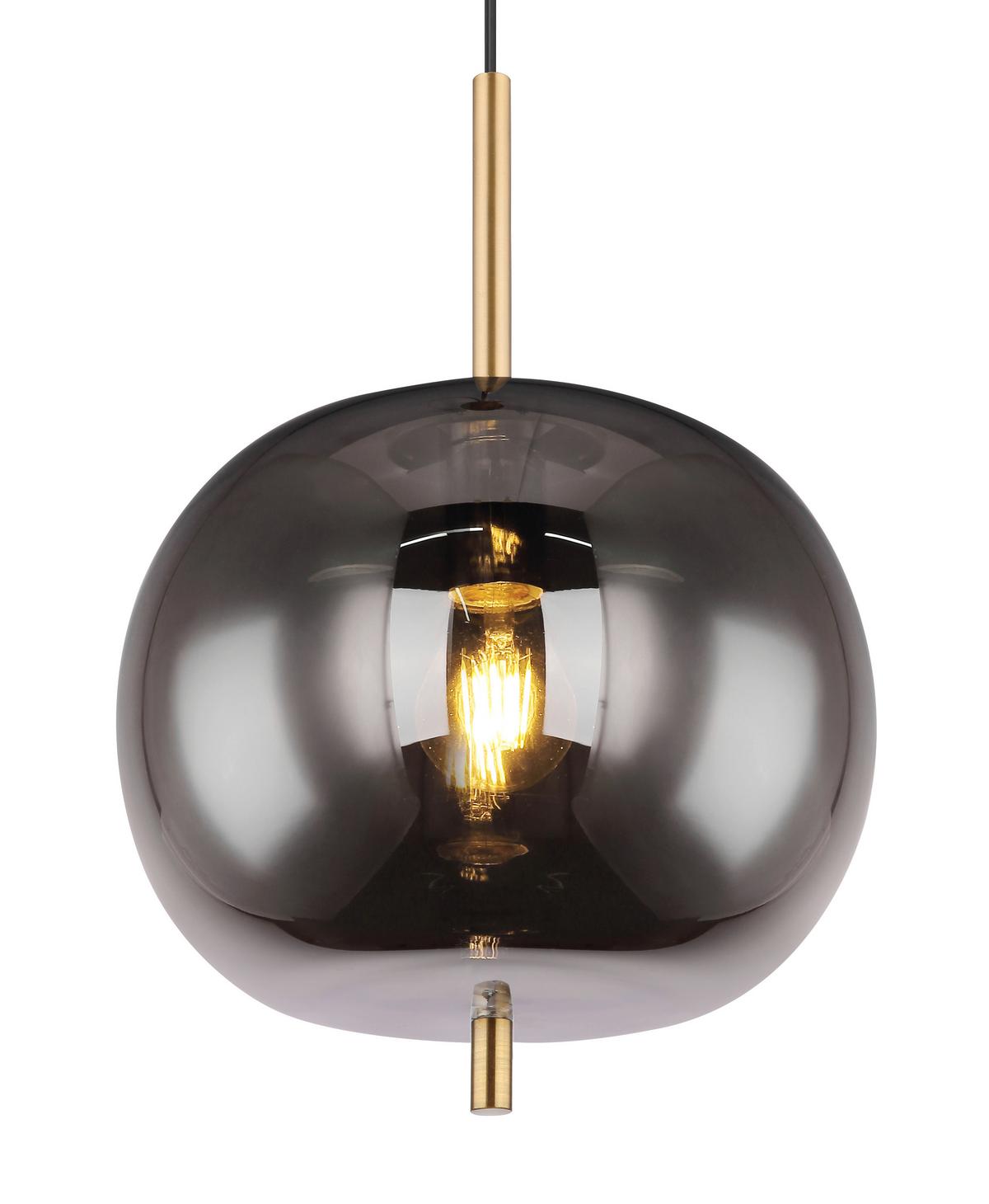 Hängeleuchte Blacky H: 120 Cm 1-Flammig, Mit Rauchglas - Messingfarben, Design, Glas/Metall (30/120cm) - Globo