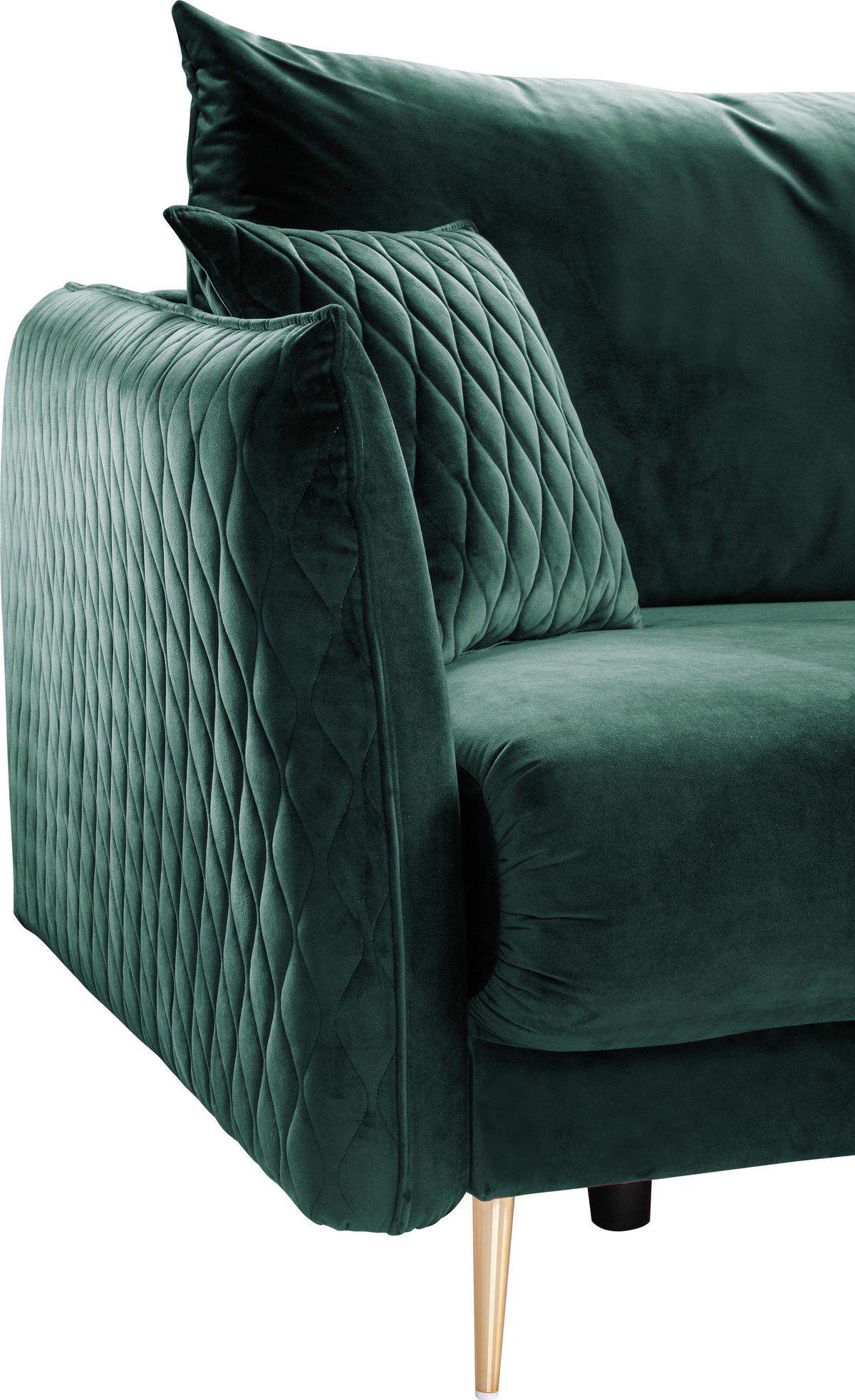 2-Sitzer-Sofa Mit Schlaffunktion Empoli Grün - Goldfarben/Grün, Design, Textil (235/96/104cm) - MID.YOU