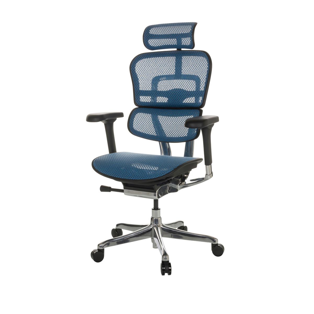 Drehstuhl Ergohuman I - Blau/Silberfarben, Basics, Kunststoff/Textil (69/119-144/65cm) - MID.YOU