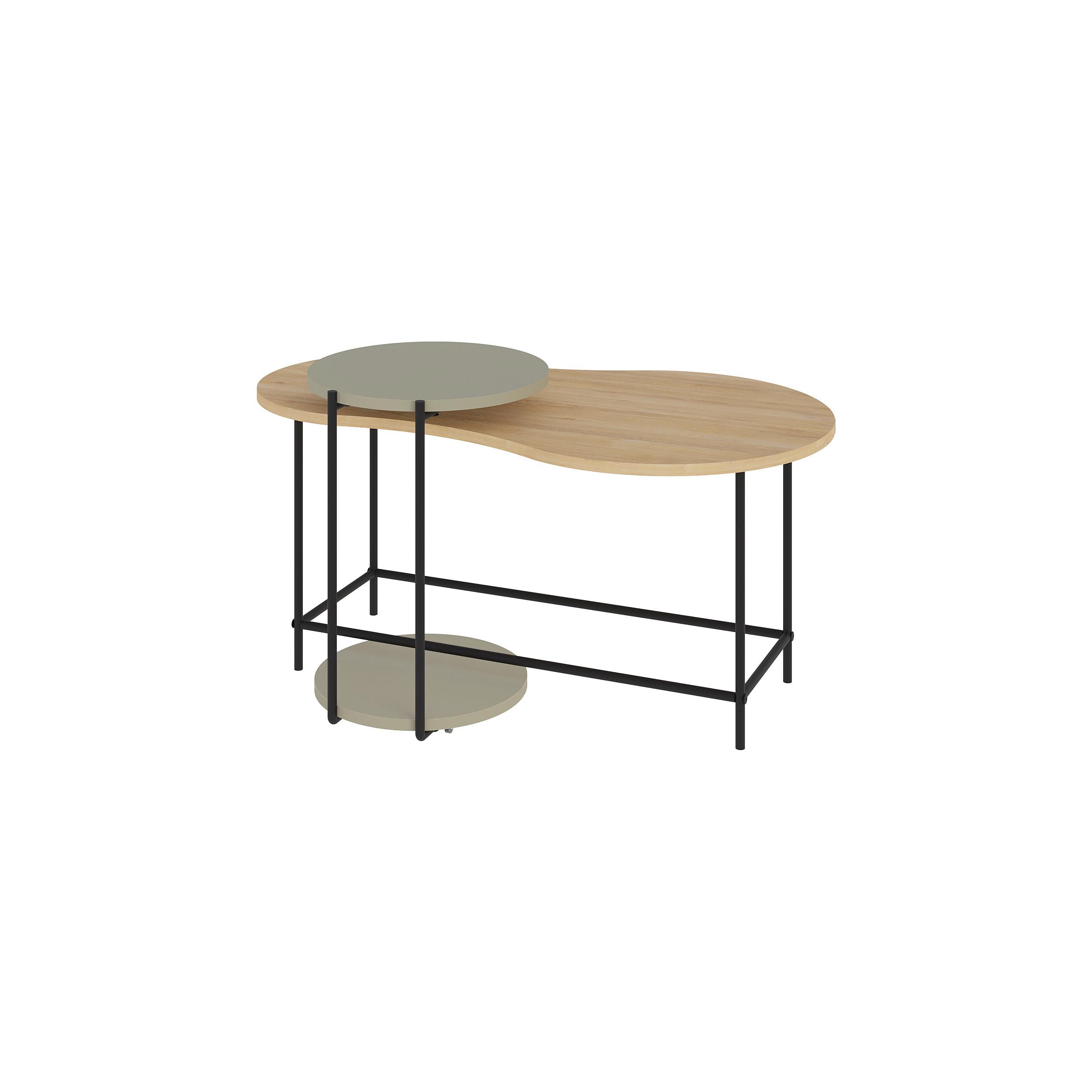 Couchtisch Cuddle Eiche/hellgrün B: 58 Cm - Eichefarben/Hellgrün, Design, Holzwerkstoff/Metall (102/58/47cm) - Livetastic