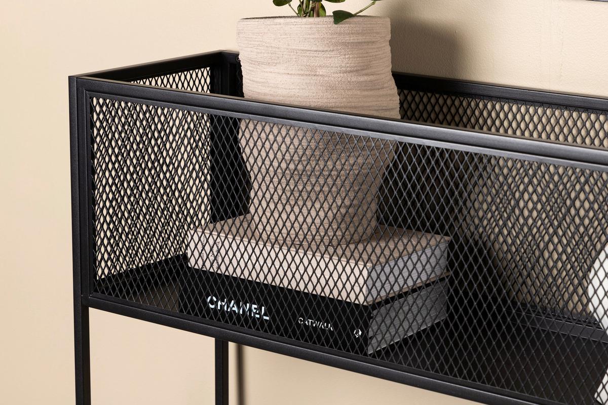 Bücherwand Netz - Schwarz, Design, Metall (110/80/30cm) - Livetastic
