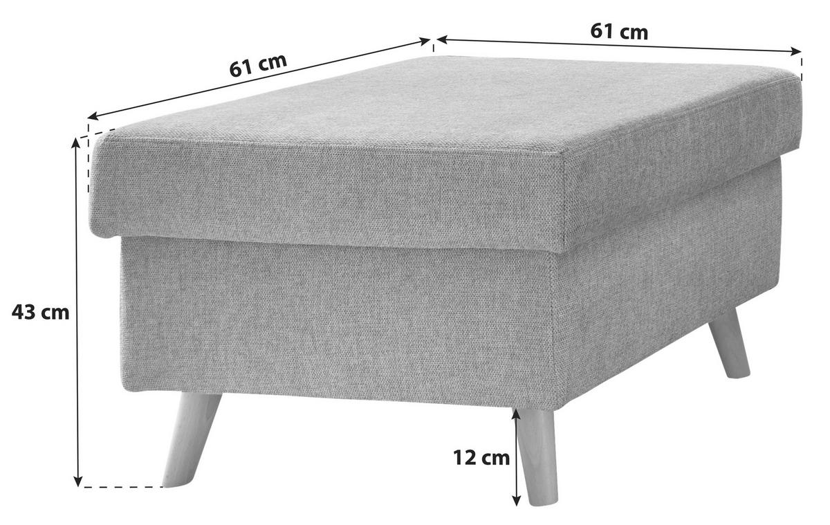 Hocker Valentina Buche Blau Siltz Gepolstert H: 43 cm - Blau/Naturfarben, KONVENTIONELL, Textil (61/43/61cm) - P & B