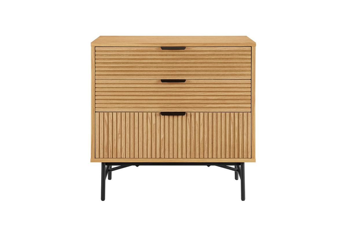 Kommode Schwarz, Eiche Dekor B: 80cm - Eichefarben/Schwarz, Design, Holz/Holzwerkstoff (80/80/40cm) - Livetastic