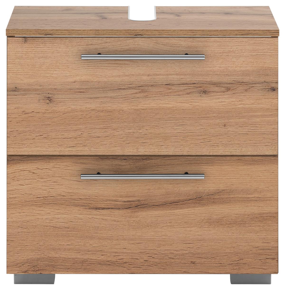 Waschbeckenunterschrank Carlos B: 60,2 cm Eichefarben - Eichefarben/Silberfarben, KONVENTIONELL, Holzwerkstoff (60,2/59,1/35cm) - MID.YOU