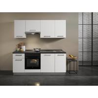 Küchenzeile Belluna Mit Geräten 210 Cm Weiß/grau Elegant - Dunkelgrau/Alufarben, Basics, Holzwerkstoff/Kunststoff (210/88/60cm) - MID.YOU