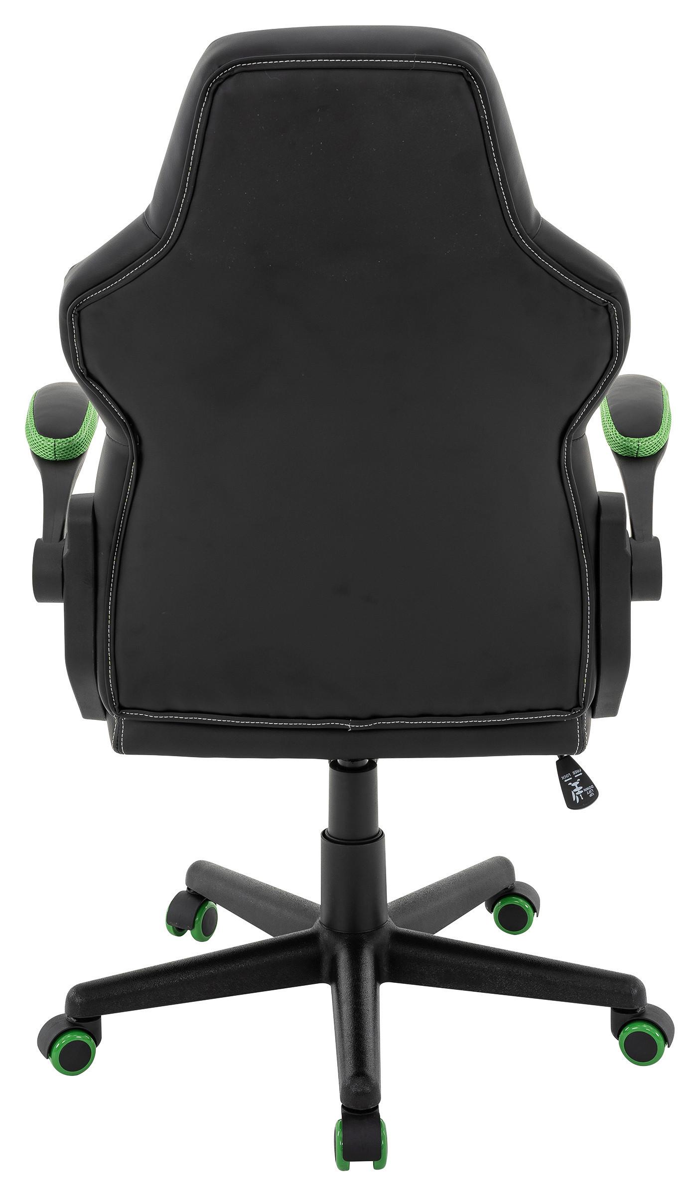 Chefsessel Meli mit Gaslift Lederlook Grün, B: 62 cm - Schwarz/Grün, MODERN, Kunststoff/Textil (62/105-117/66cm)