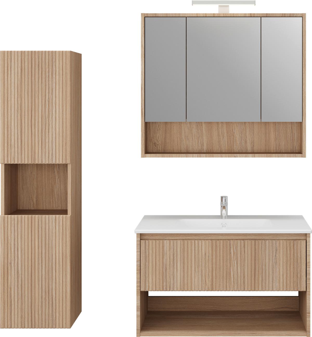 Seitenschrank Andora Eichenfarben B: 33 cm - Eichefarben, MODERN, Holzwerkstoff (33/130/33cm) - Stylife