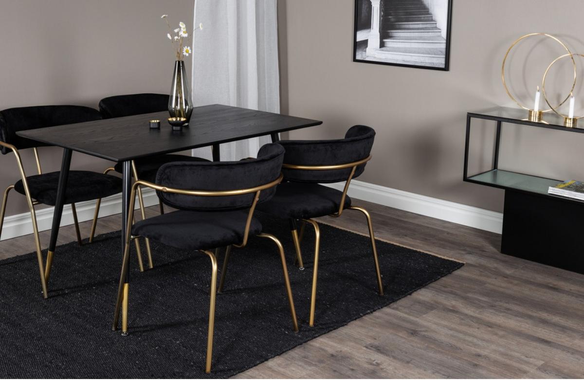 Esstisch Dipp - Goldfarben/Schwarz, Design, Holz/Metall (120/85/75cm) - Livetastic