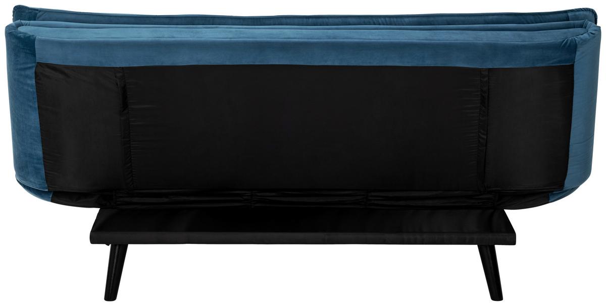3-Sitzer-Sofa Mit Schlaffunktion Tuvalu B: 195cm - Blau/Schwarz, Design, Holz/Textil (195/96/96cm) - MID.YOU
