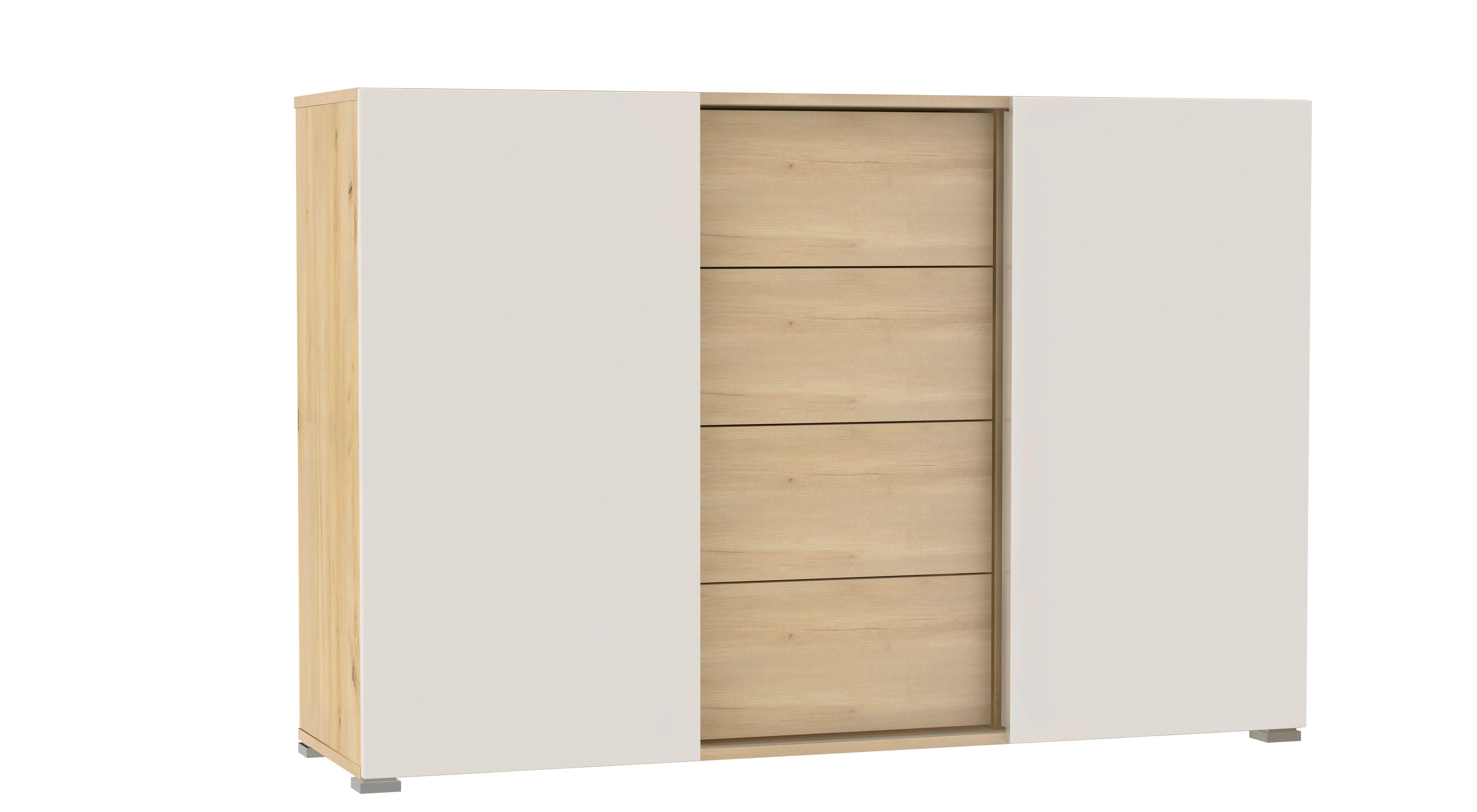 Kommode Tyler 1 Kaschmir/Eiche Artisan 140 cm - Kaschmir/Silberfarben, MODERN, Holzwerkstoff (140/93,1/39,8cm)