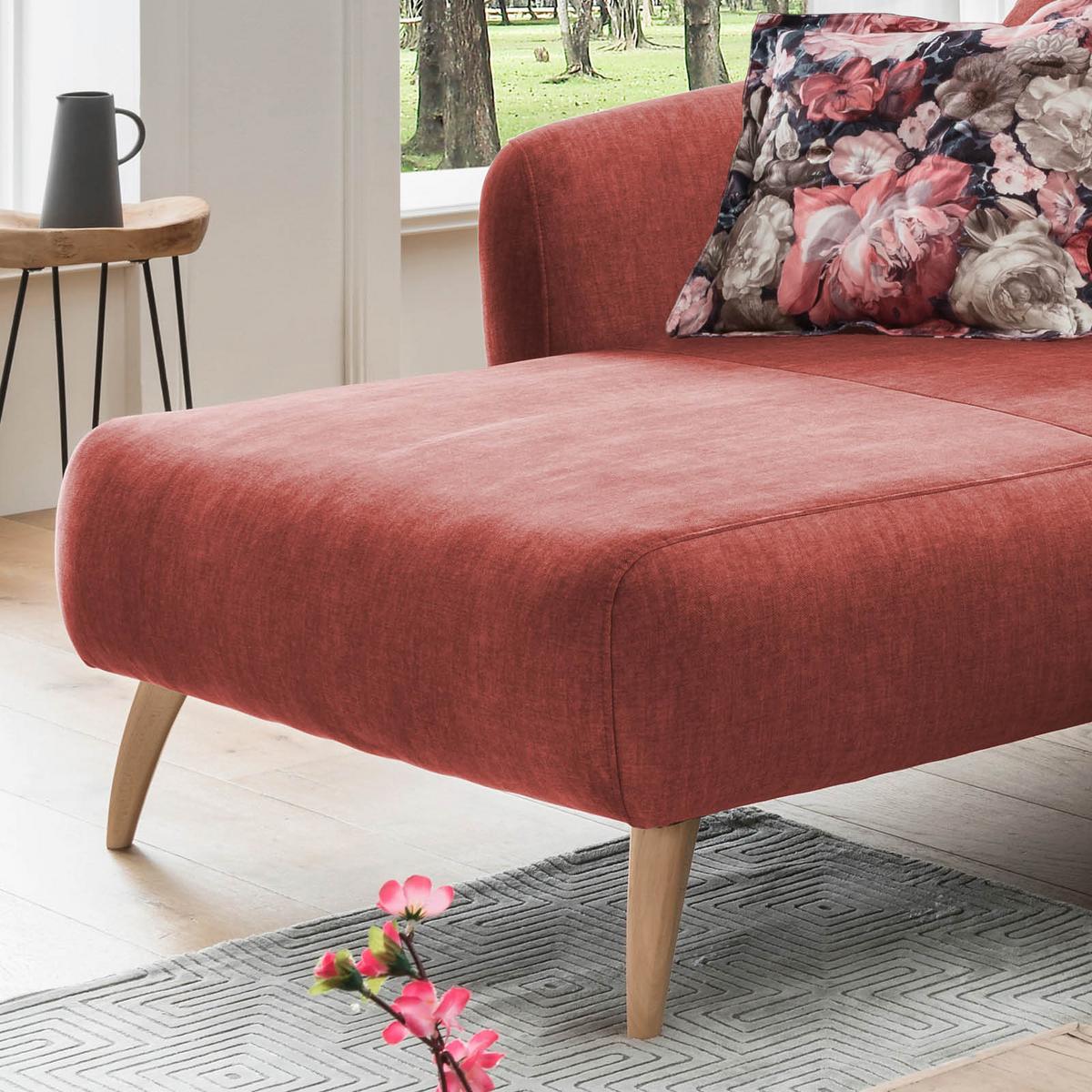 Ecksofa Baggio Koralle S: 162/277 cm - Koralle/Buchefarben, MODERN, Holz/Textil (162/277cm) - Livetastic