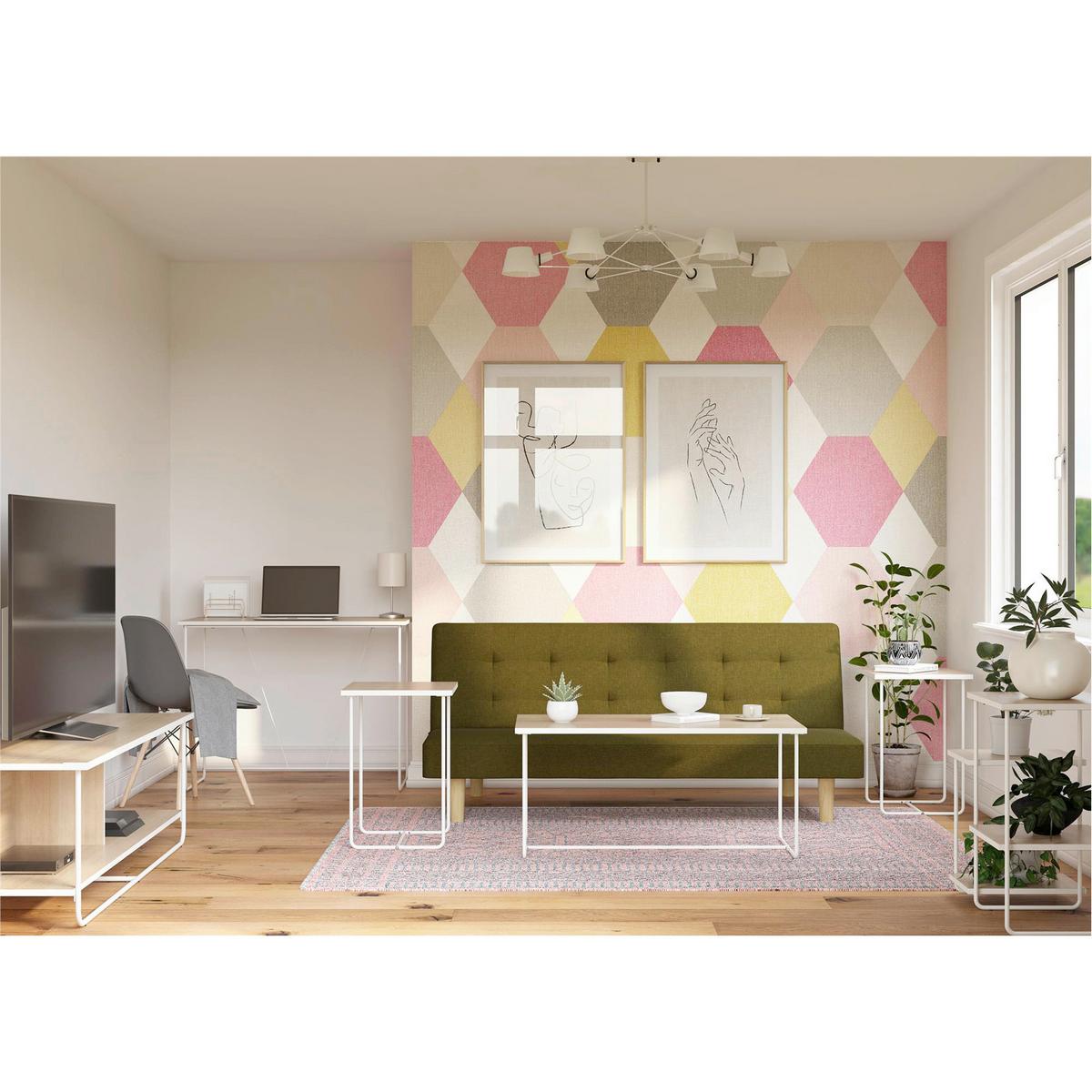 Schreibtisch Dante Weiß, Naturfarben L: 99cm - Weiß/Naturfarben, Design, Holzwerkstoff/Metall (99/75/49cm) - MID.YOU